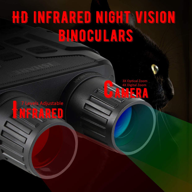 Jumelle de vision nocturne, lunettes de vision nocturne infrarouges  numériques HD, vision nocturne dans l'obscurité totale et lunette de jour  pour adultes (vert)